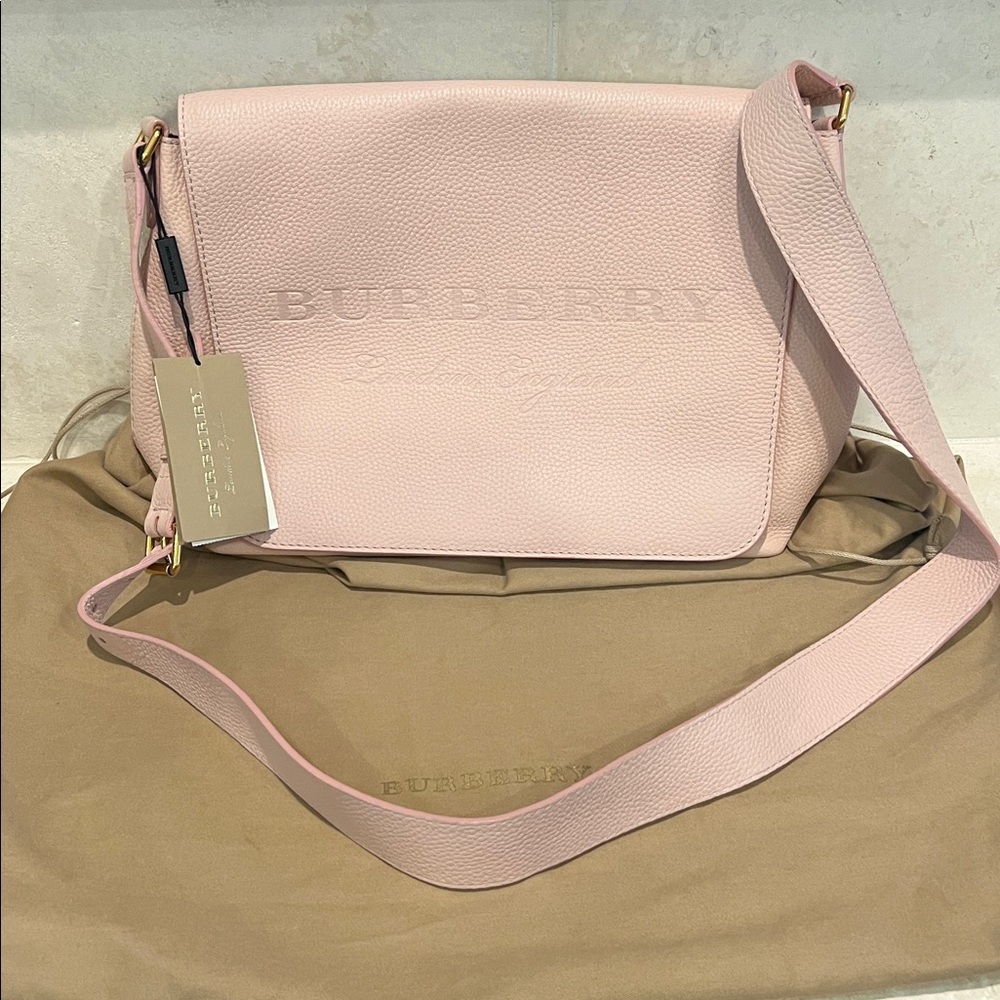 Burberry Burleigh Medium Leather Crossbody Bag Pale Ash Rose NWT - Picture 3 of 14